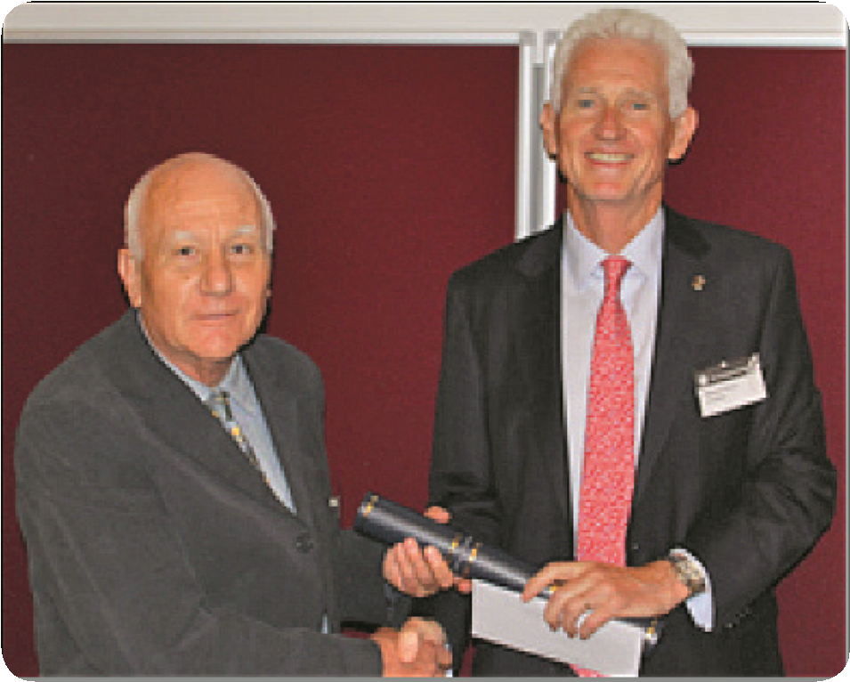 Pete Rawson receives the Geological Society 2017 Worth Award from the Society's President, Malcolm Brown